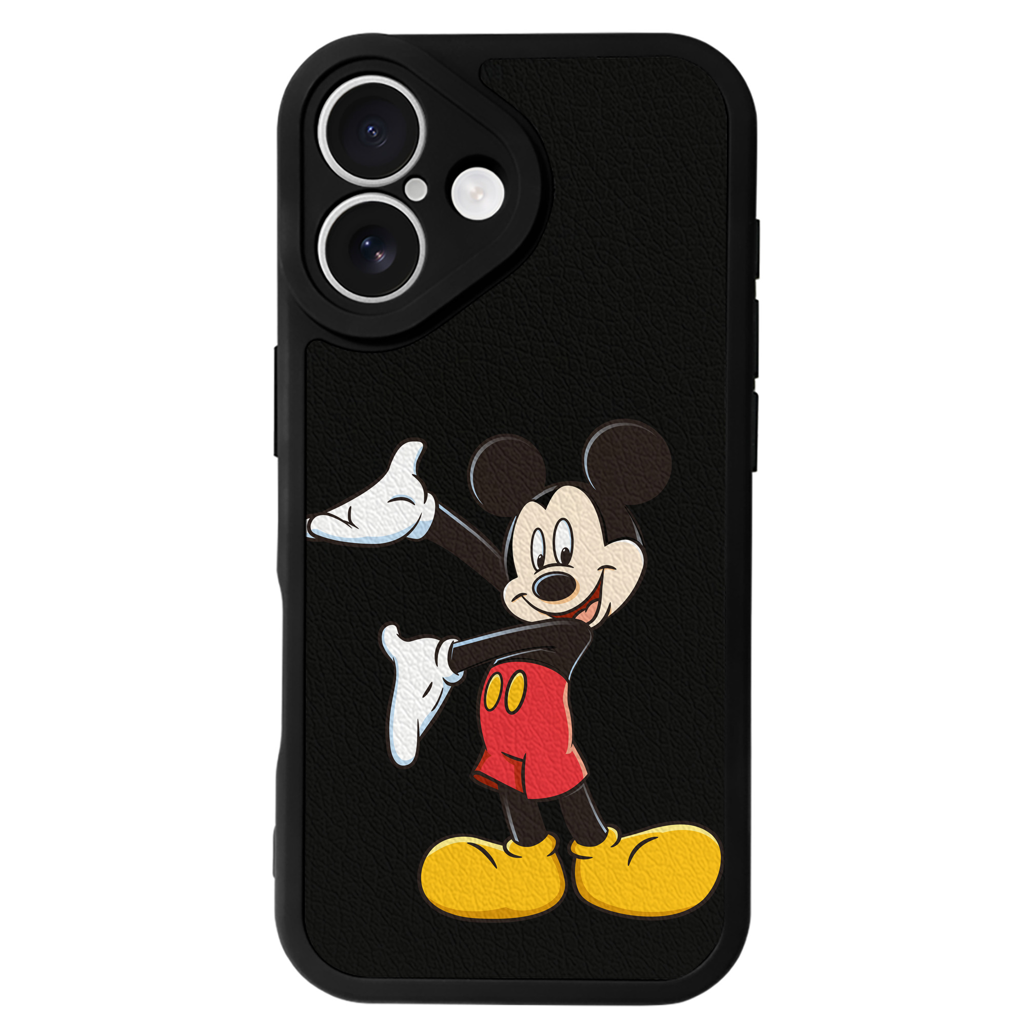 （画像用） ミッキーマウス Mickey Mouse 【iPhone 16シリーズ対応】シリコンスマホケース（レザー調） 材質：シリコン